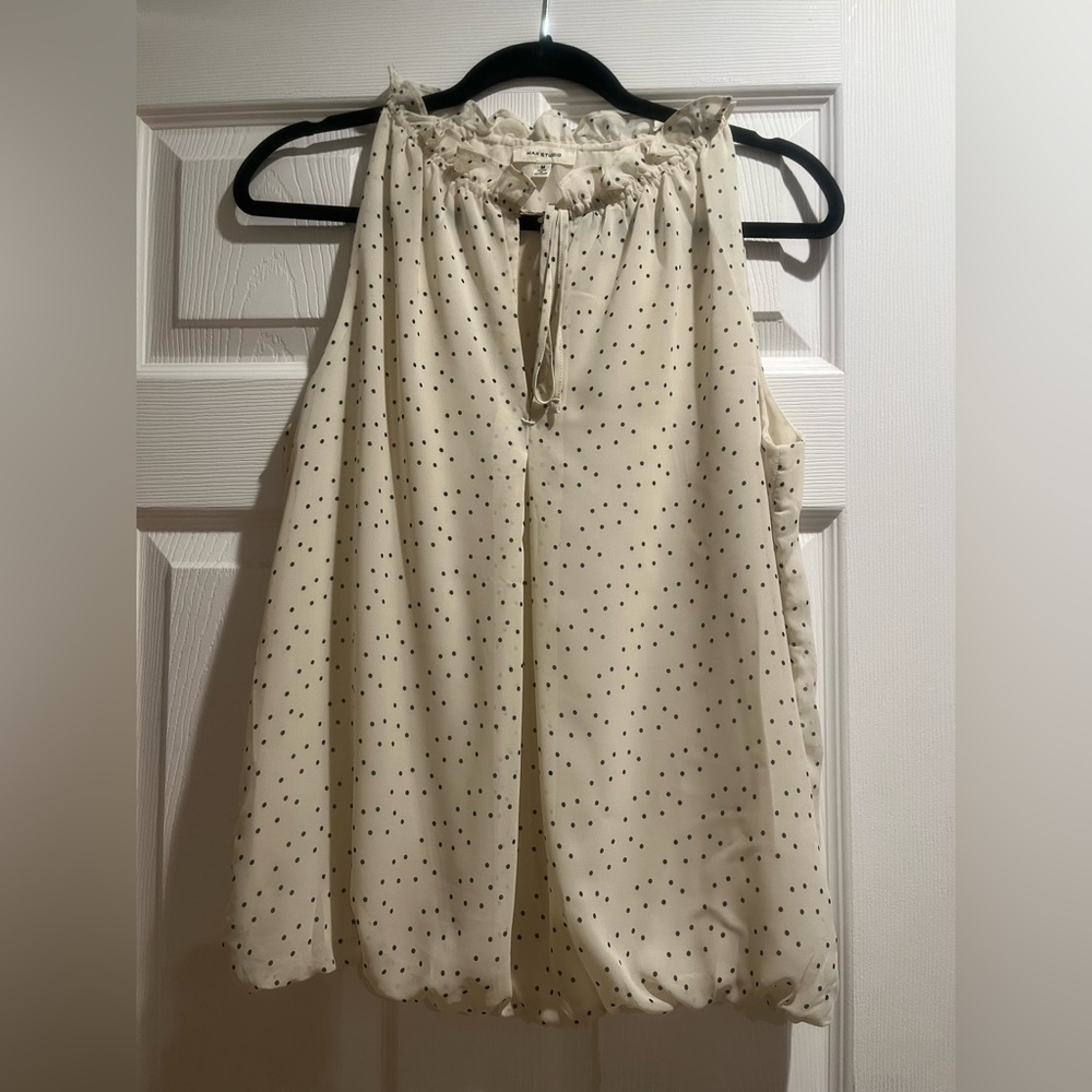 Max Studio size M sleeveless blouse.  Cream color with pock-a dots